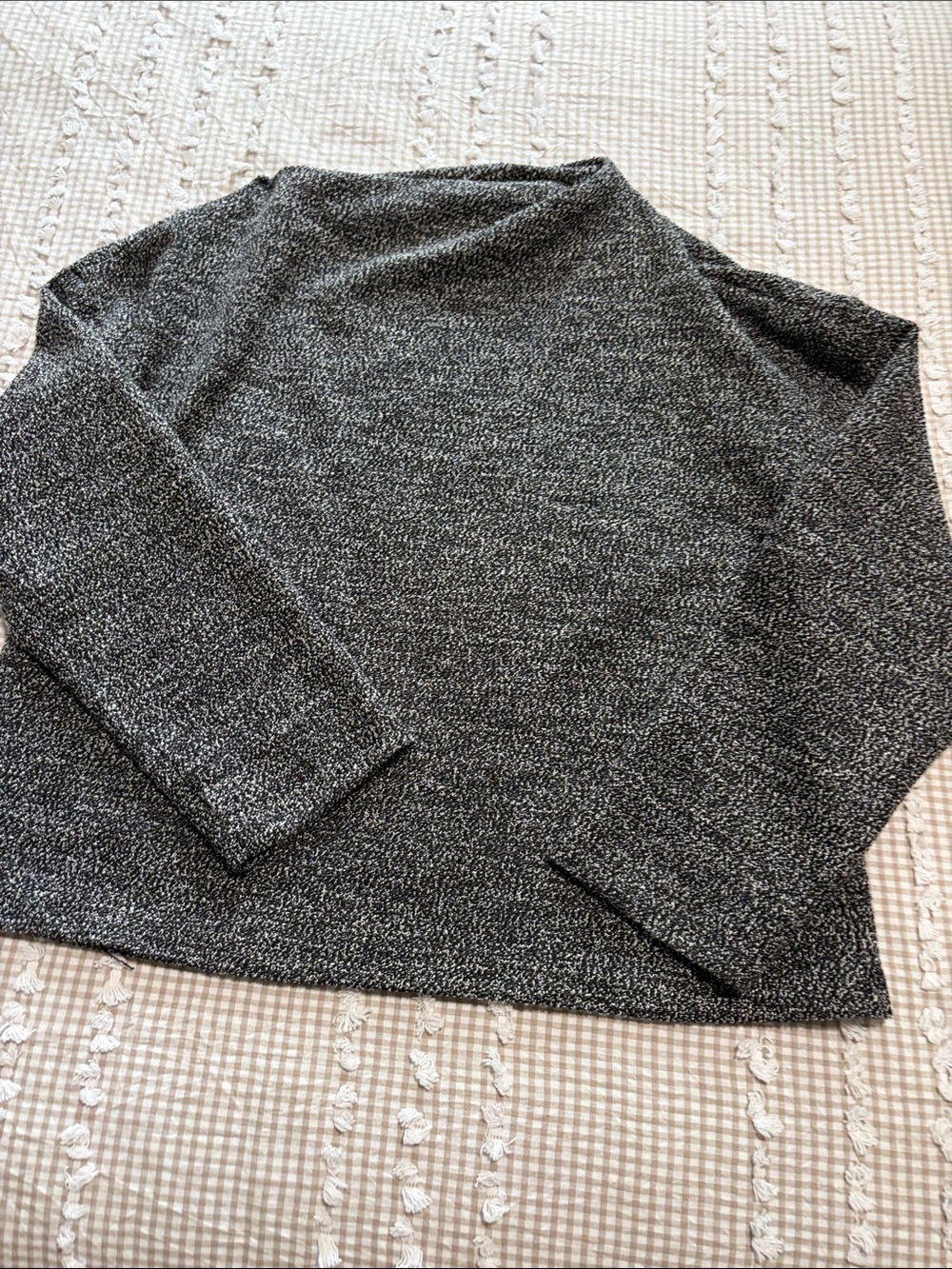 Zara Black & White Marled Knit Long Sleeve Top